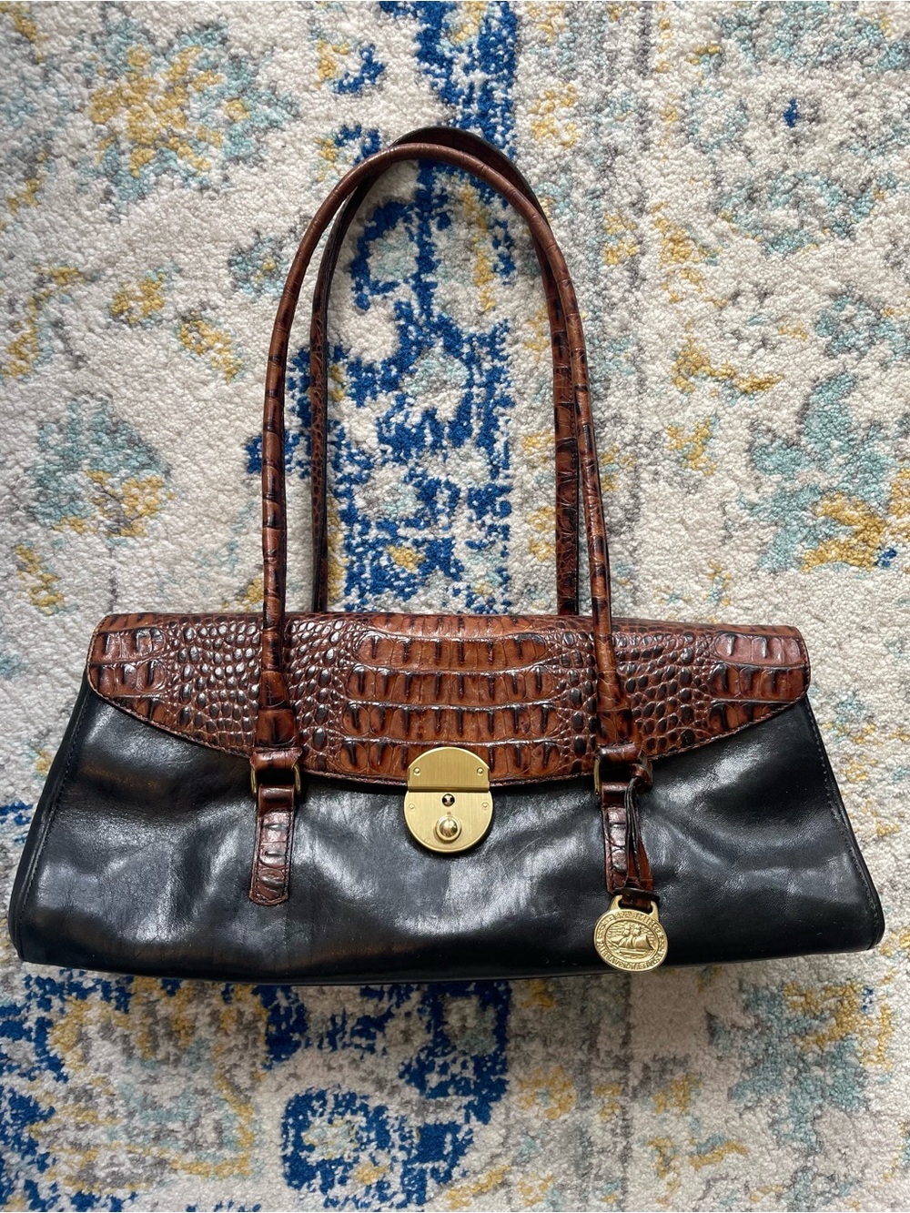 Brahmin Vintage Tuscany Collection Croc Embossed Leather Satchel/Handbag